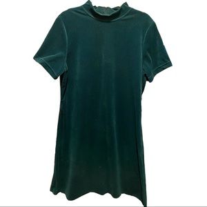 Green Velvet Mock Neck Dress Size 14